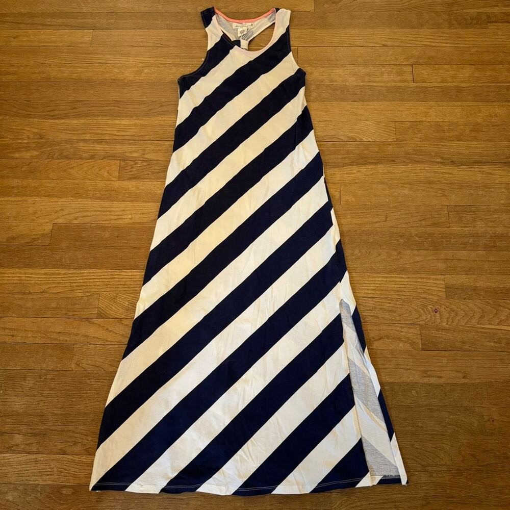 H&M L.O.G.G. navy blue maxi racer back shift beach dress cover size 12 b30